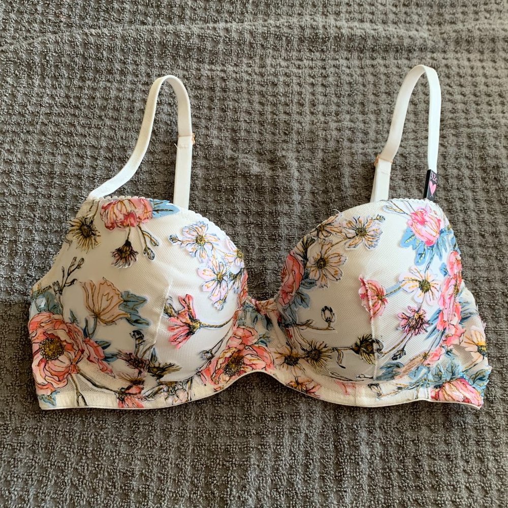 Dream Angels Lacey Floral Lined Demi Bra ~ NEW